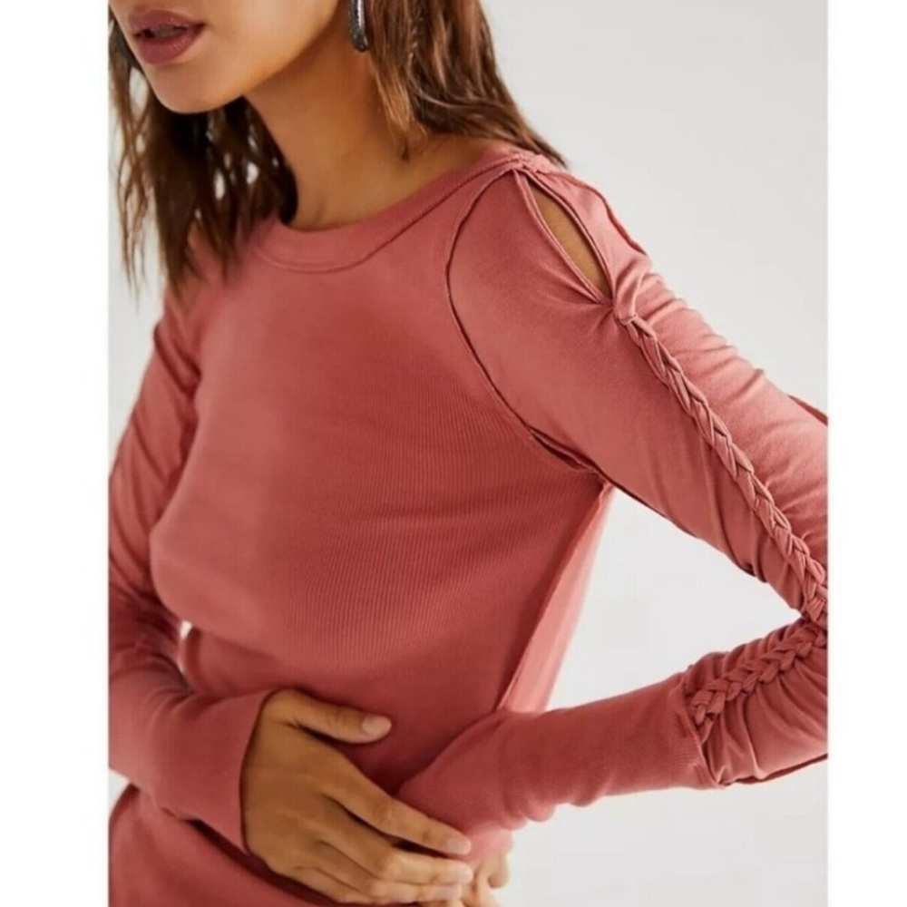 FREE PEOPLE DAISY CHAIN LONG SLEEVE ROSE PINK TOP EXTRA LARGE - Picture 4 of 6